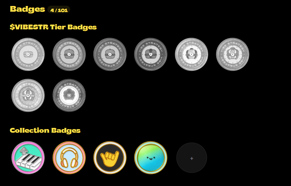 Good Vibes Club badge system sample